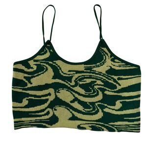 Cider Cropped Cami Women's XL Tank Top Knit Green Swirl Retro